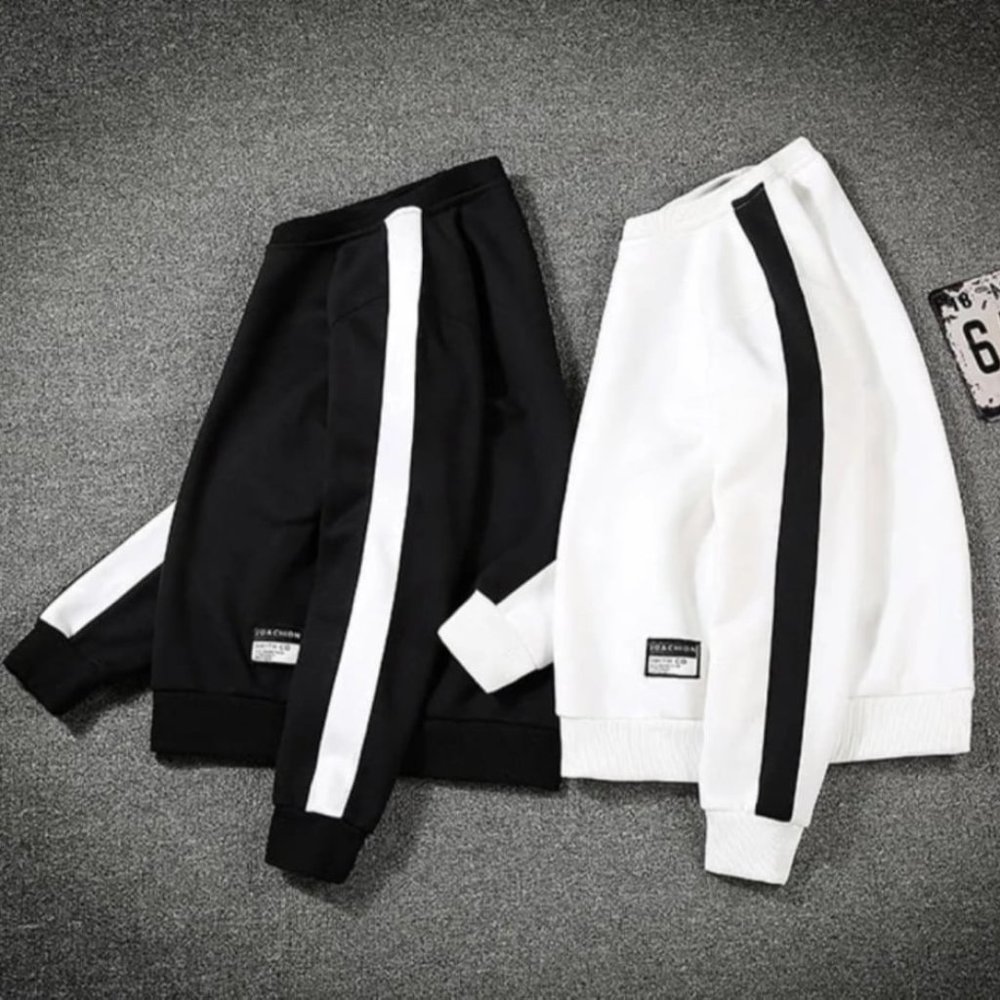 black white solid men 2020 Loose casual
